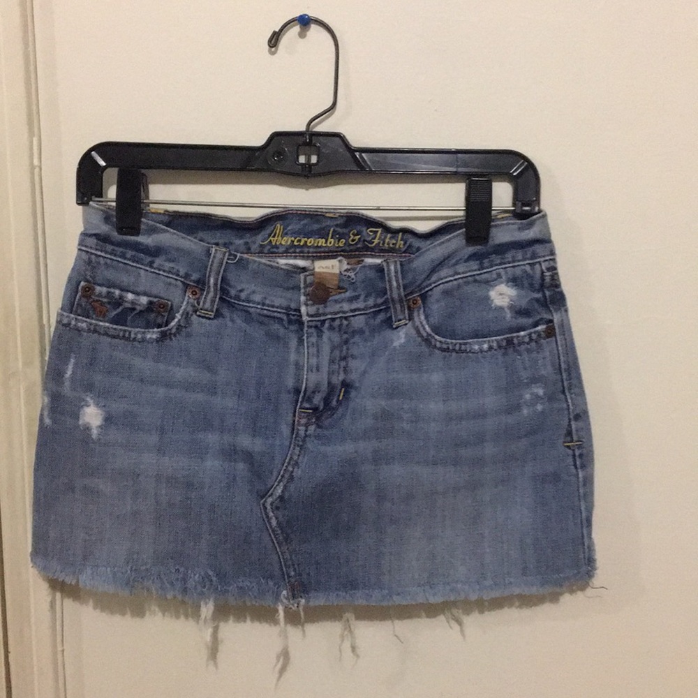 Abercrombie and Fitch vintage frayed denim skirt.